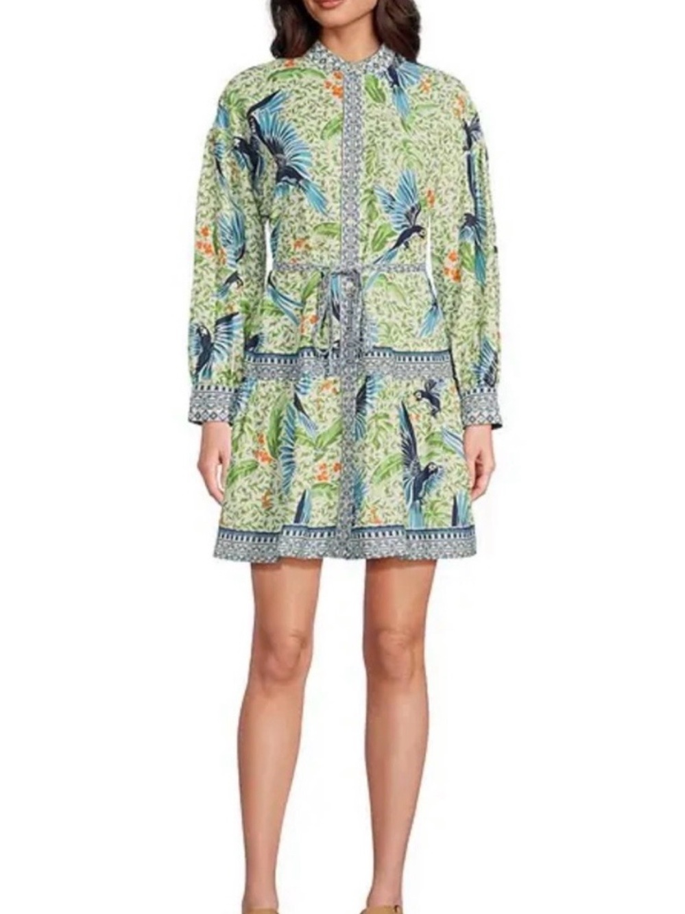 Alex Marie Ween Bird (Tropical Floral) print dress with tie waist, Size 4